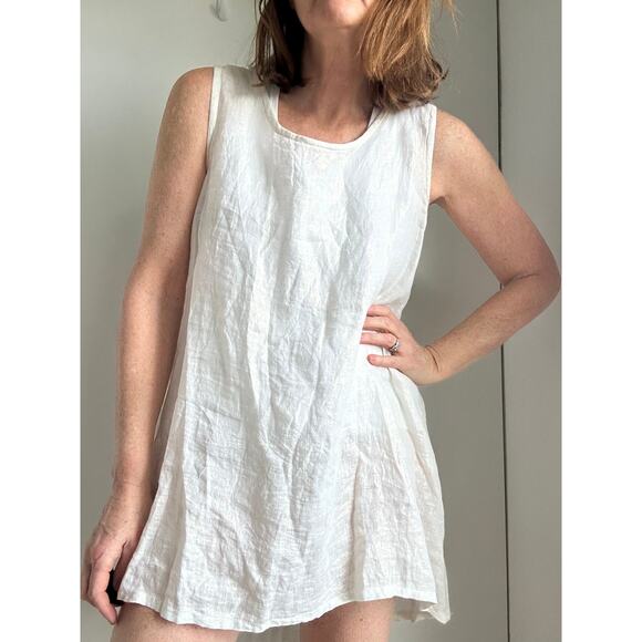 Bryn Walker Womens Tunic Tank Top Size M Linen White with Gold Flecks Coastal - Picture 1 of 6